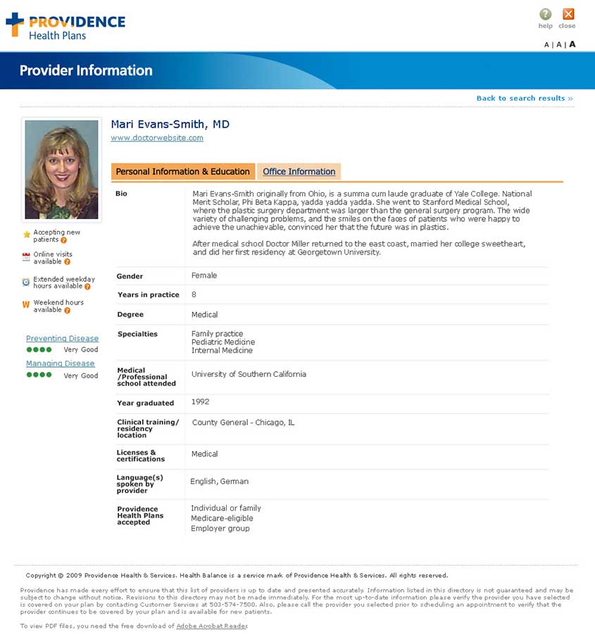 Provider details