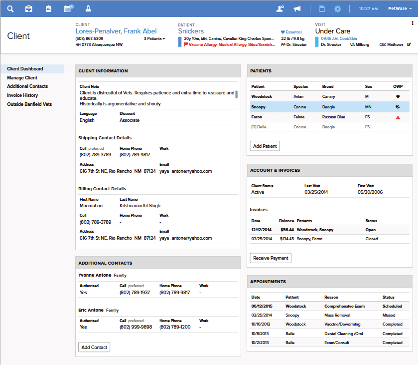 Banfield Client Dashboard